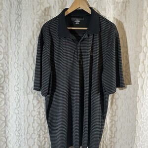 Greg Norman Mens 2XL Golf Polo Shirt Play Tech Performance Grey Stripes